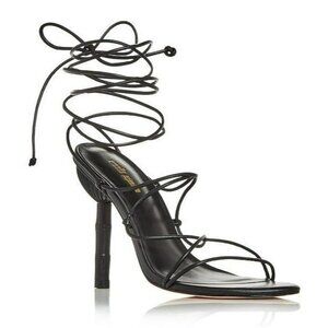 Cult Gaia Women's Soleil Black Lace Up High Heel Sandals Size 39 (MSRP $388)
